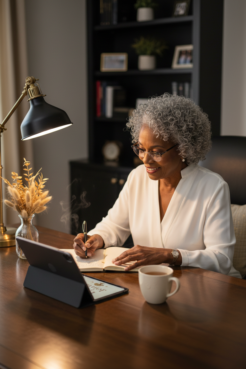 Legacy Memory Journal - African American Grandmother at Computer