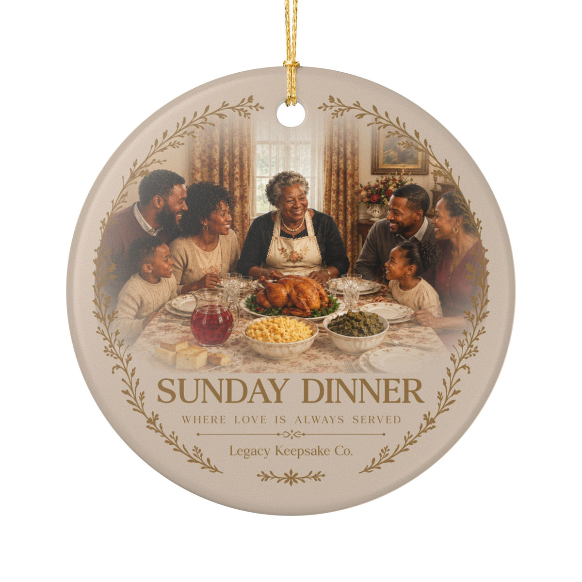 Sunday Dinner Ceramic Ornament, First in Series