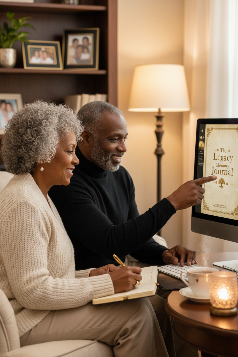 Legacy Memory Journal - Grandparents at Desktop Computer