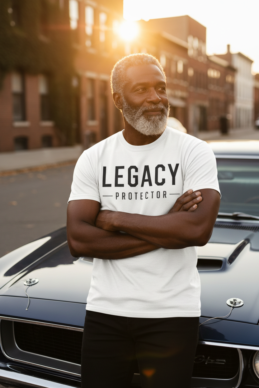 Legacy Protector T-Shirt - Distinguished Older Man with Classic Car